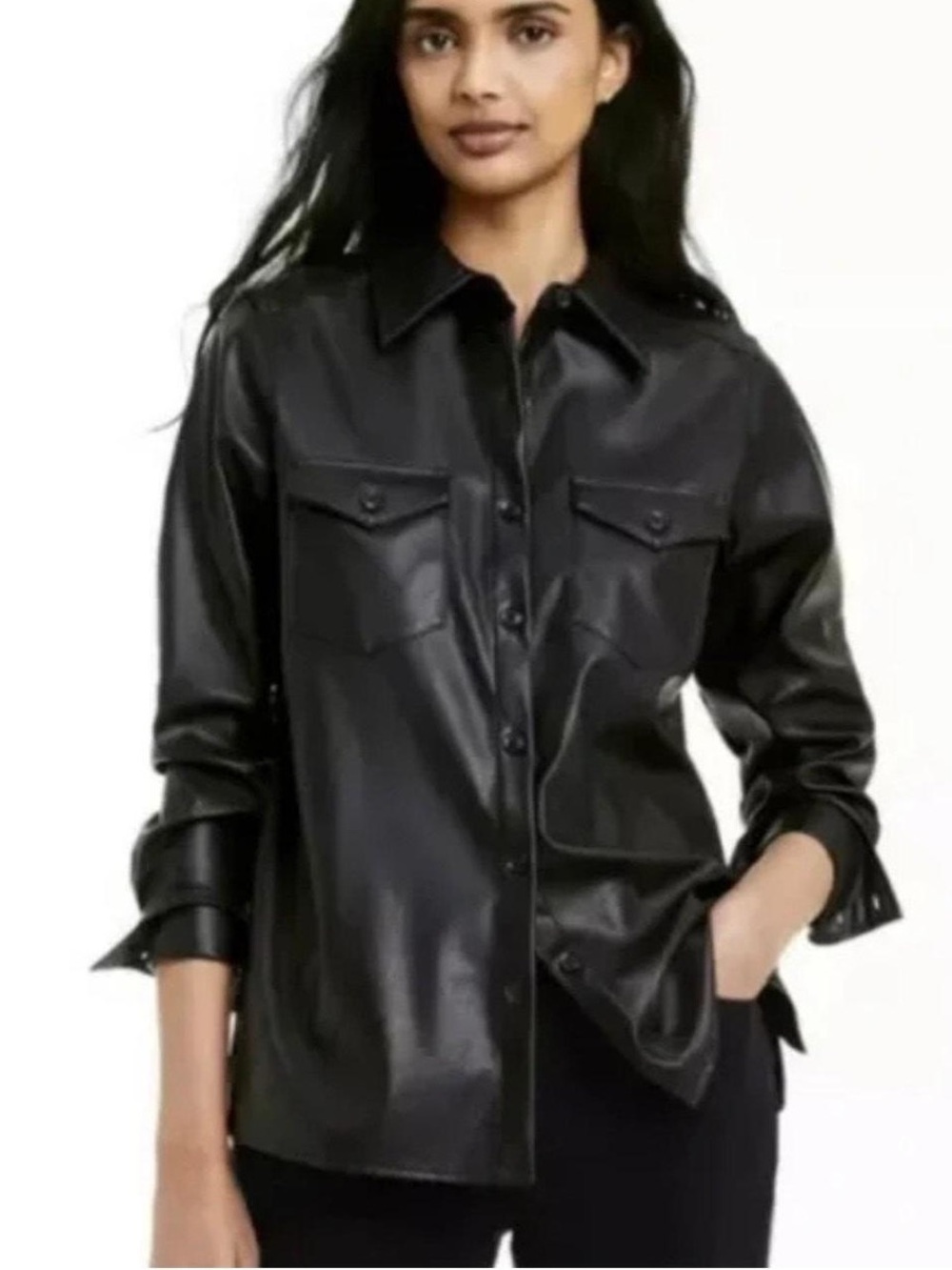 Nili Lotan for Target Vegan Leather Shirt Jacket 1X